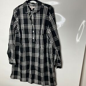 Woman within size large plaid shirt